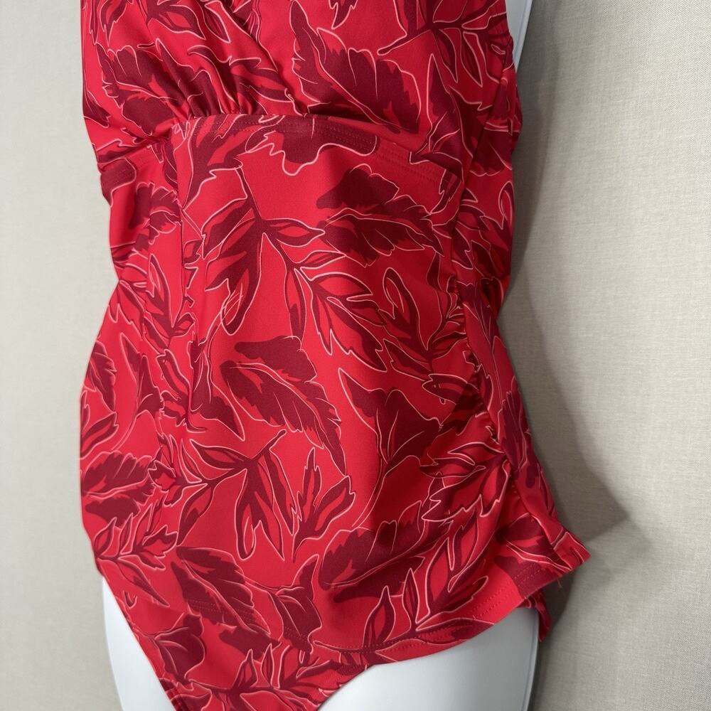 Lands' End Womens Swimwear S Pink Surplice Halter Tankini High Waisted Two Piece - Picture 2 of 13